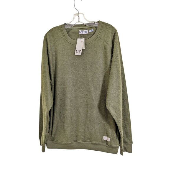 Liv Outdoor Life Integrity Earth Mens Sweatshirt Army Green Soft Fuzzy Size XL - Picture 1 of 7